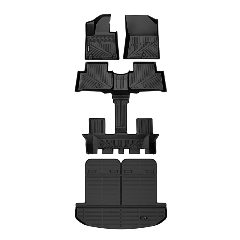 HAFIDI®-Floor Mats & Cargo Liner Custom Set for Kia Sorento 2021-2024 All Weather Protection TPE Full Set Automotive Floor Liners Accessories - Black