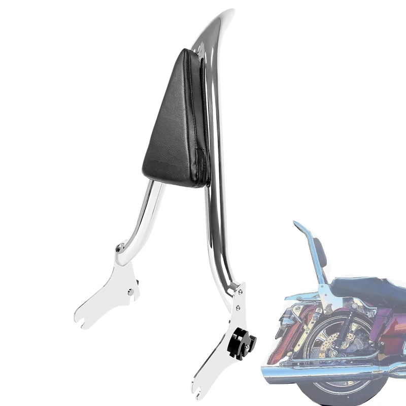 Detachable Chrome Sissy Bar Passenger Backrest Rear Pad Compatible for Harley Davidson Touring 1997-2008 Road King Electra Glide Street Glide FLHR FLHX FLHT FLTR [26 Inches]