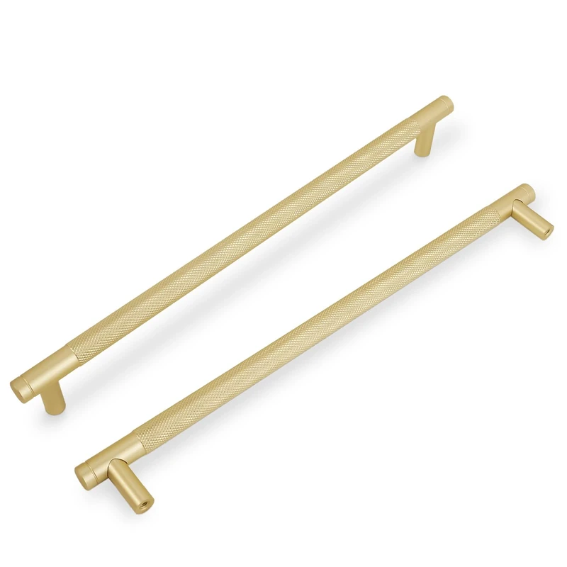 COTYKILEY 6 Pack 10 Inch(256mm) Brushed Brass Cabinet Pulls: Modern Gold Knurled Kitchen Cabinet Hardware