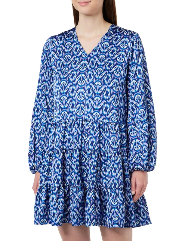 aleva Women's Casual Dress, Blue Multicoloured, S