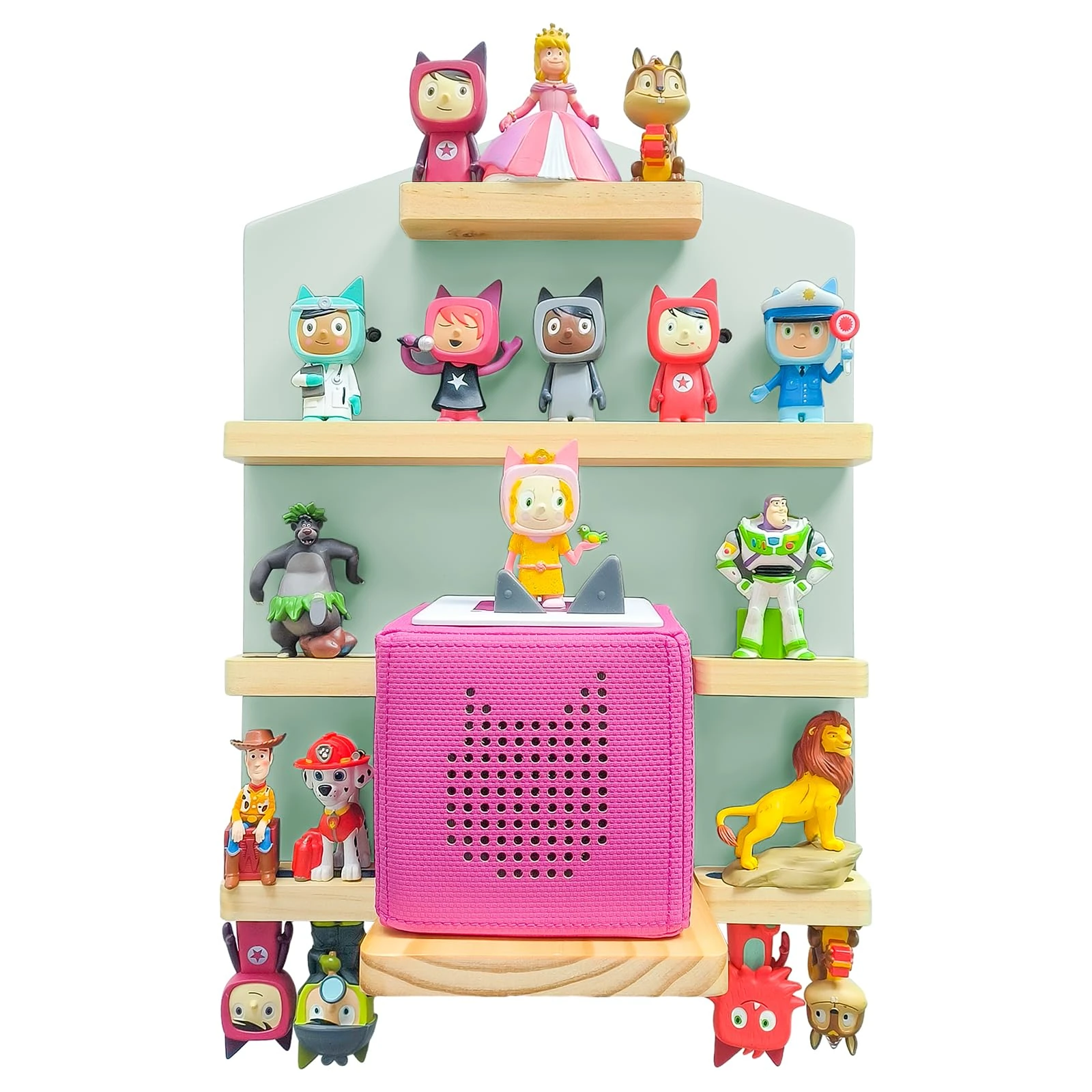 Chedin Tonie shelf for Toniebox，magnetic shelf，tonies storage shelf for 20 Tonie figures, Tonie Box Magnetic Wall Shelf Storage Shelf for Children to Play and Collect Shelf (green)
