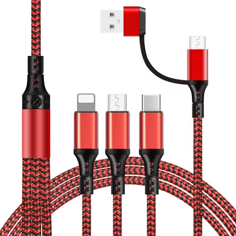 Unillous 5 in 1 Multi Charger Cable, USB A/USB C 1.2M Nylon Braided Fast Charging Cable for Android Samsung Galaxy, Huawei, Oneplus
