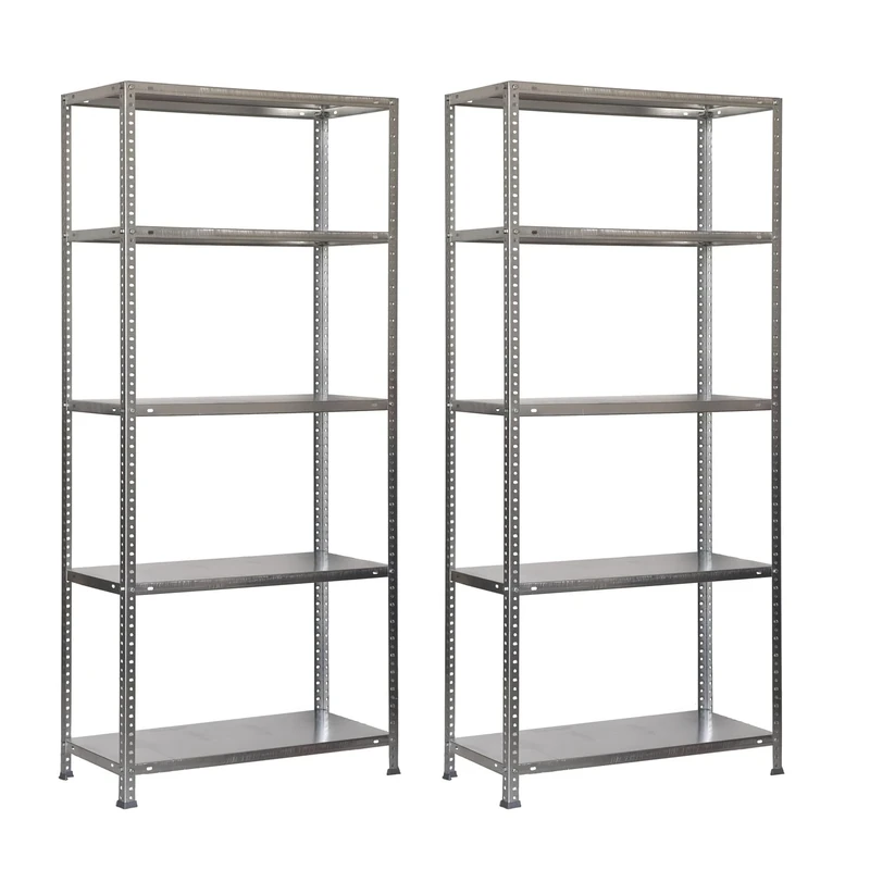 SimonRack Metal Storage Shelves, 2 Units, 70 kg Flex Point, 1800 x 900 x 400 mm, 5 Adjustable Shelves, Storage Shelves, Galvanised
