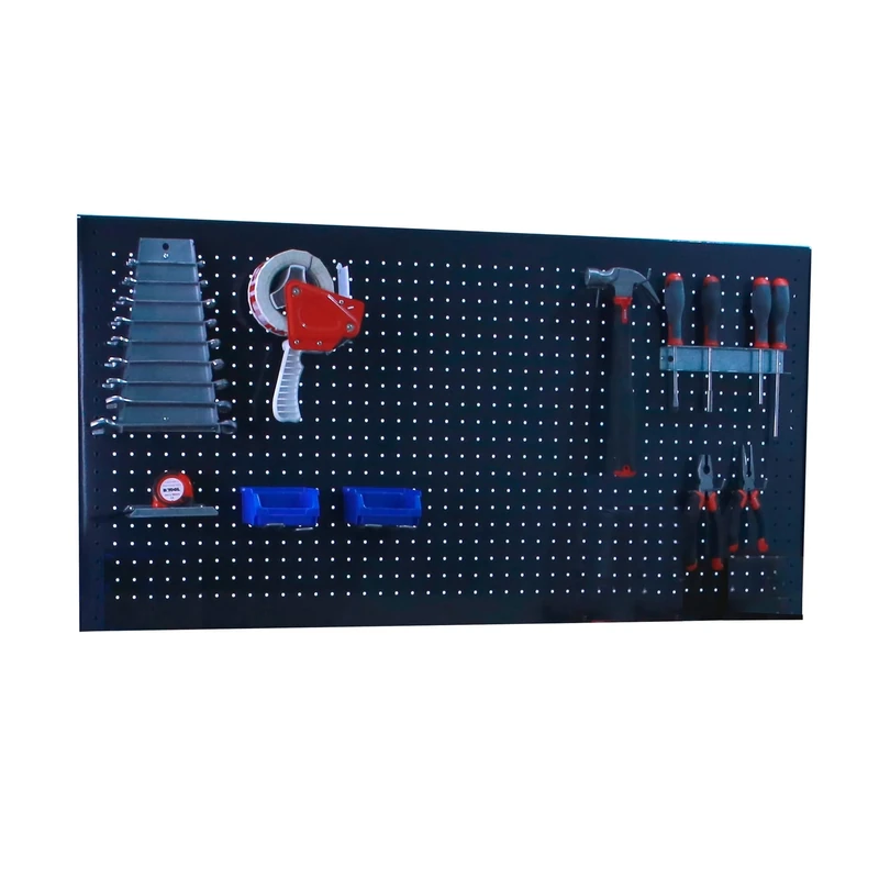 Simon Rack Tool Pegboard with 8 accesories, 600x900x35, Metal Pegboard, Anthracite - PANEL CLICK