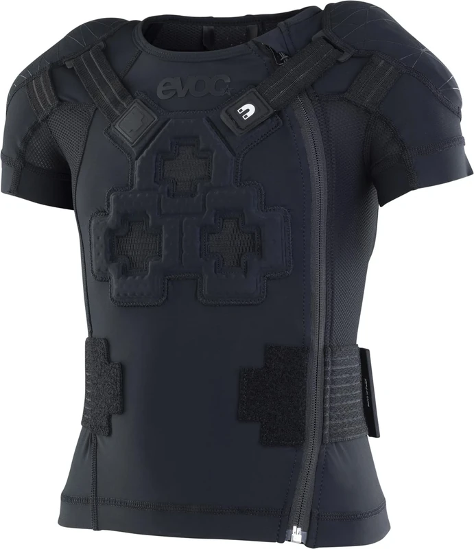 EVOC PROTECTOR JACKET KIDS protector jacket for kids (LITESHIELD FLEX back and shoulder protectors, 3D ventilation, sustainable production from recycled MIPAN nylon, size: JS), Black