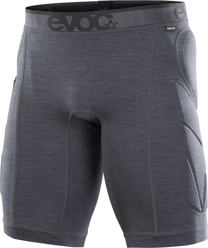 EVOC Crash Pants, Cycling Shorts (incl. Hip Protectors and Protective Padding, S.Leisure Material, S.Café Technology Against odours, Machine Washable, Size: S), Carbon Grey