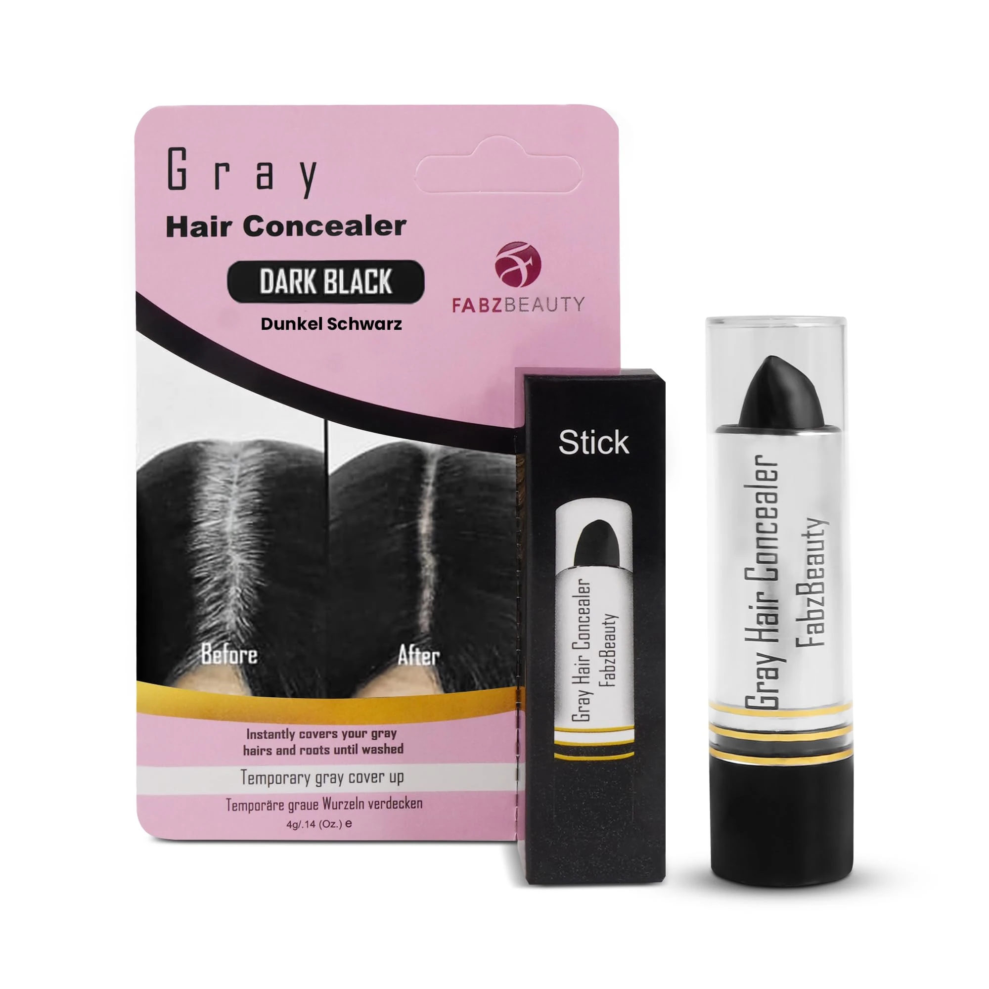 Root Touch Up Stick for Women & Men | Easy Hair Root Colour Touch Up for Grey Coverage, Long-Lasting Hair Colour with Magic Retouch, Natural & Quick Application (Jet Black)