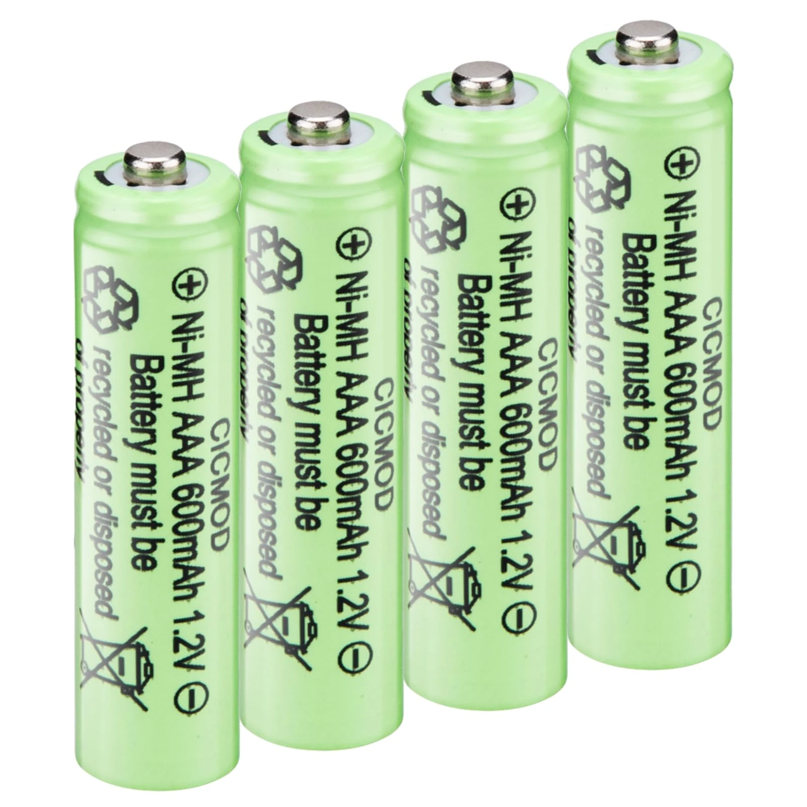 CICMOD AAA Rechargeable Batteries Ni-MH Solar Light Batteries 4 Pack 1.2V 600mAh for Outdoor Garden Decorative Lights