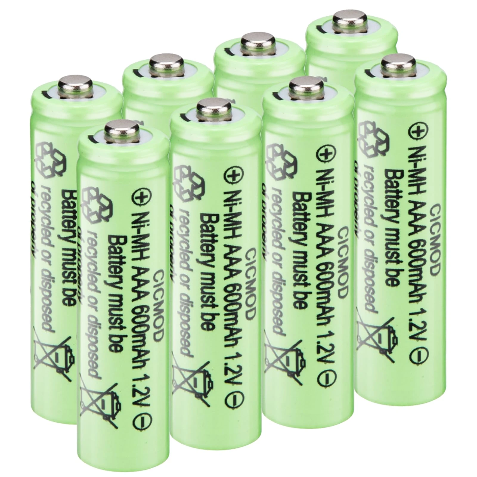 CICMOD AAA Rechargeable Batteries Ni-MH Solar Light Batteries 8 Pack 1.2V 600mAh for Outdoor Garden Decorative Lights