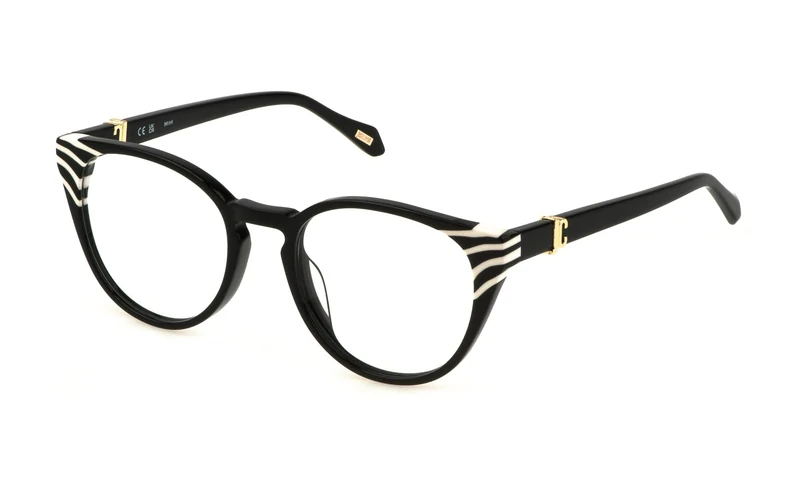 Just Cavalli Eyeglass Frame VJC046V Black W/White Temple 51/19/140 Women's Glasses, Black W/White Temple, 51/19/140