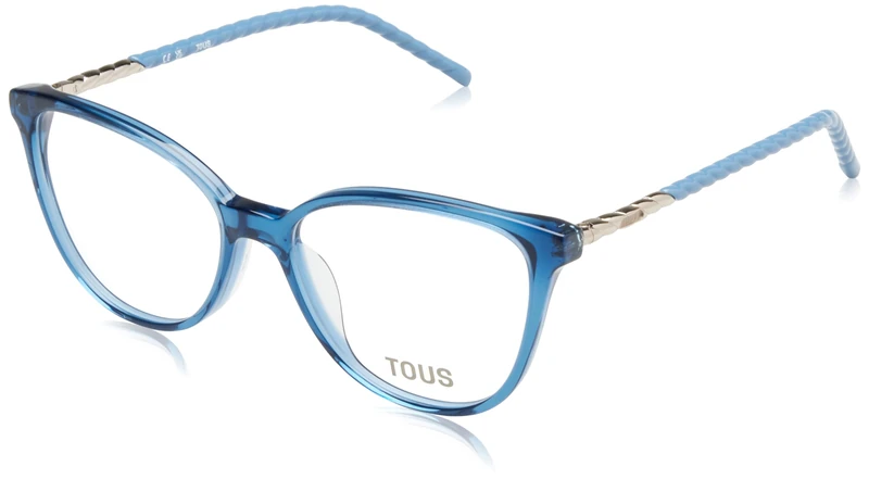 TOUS Eyeglass Frame VTOB99 Shiny TRANSP.Blue 54/16/135 Women's Glasses, Shiny Transp.blue, 54/16/135