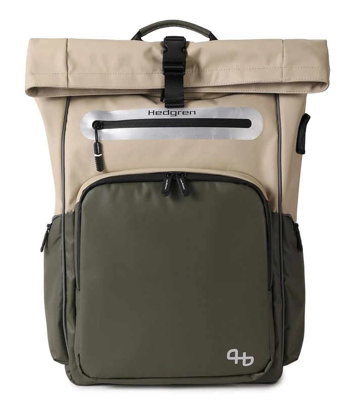 Hedgren Hub, Unisex Rucksack, L, Beige/Olive, Large