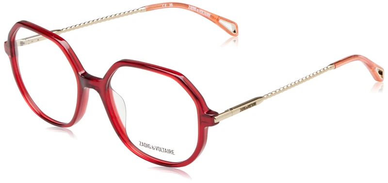 Zadig&Voltaire Eyeglass Frame VZV382 Shiny TRANSP.Bordeaux Red 53/17/135 Women's Glasses, Shiny Transp.bordeaux Red, 53/17/135