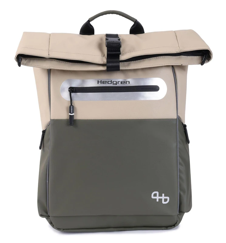 Hedgren Unisex Chain Backpack, Beige/Olive, standard size, Casual