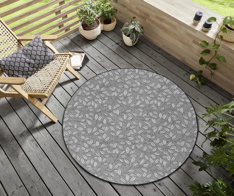 HANSE Home Twig Nature Indoor and Outdoor Rug Round - Round Outdoor Rug Branch Pattern Weatherproof Flat Weave Outdoor Rug for Living Room, Hallway, Patio, Garden, Balcony - Cream Black, 160 cm - Image 1