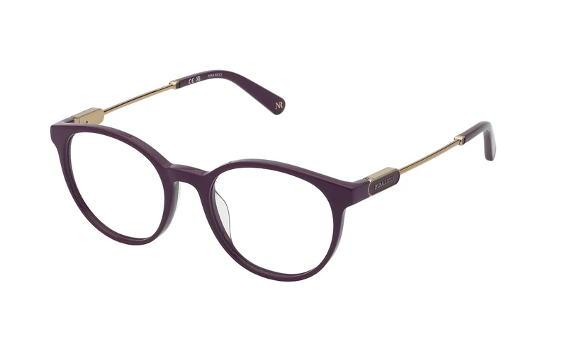Nina Ricci Eyeglass Frame VNR373 Shiny Full Plum 50/18/135 Women's Glasses, Shiny Full Plum, 50/18/135