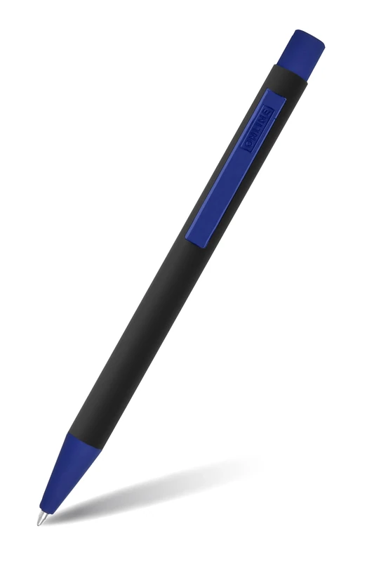 Online Soft Metal ballpoint pen, Black´n Blue, retractable ball pen, aluminum, replaceable refill, soft touch feeling, premium writing experience with blue writing colour, durable design colour black