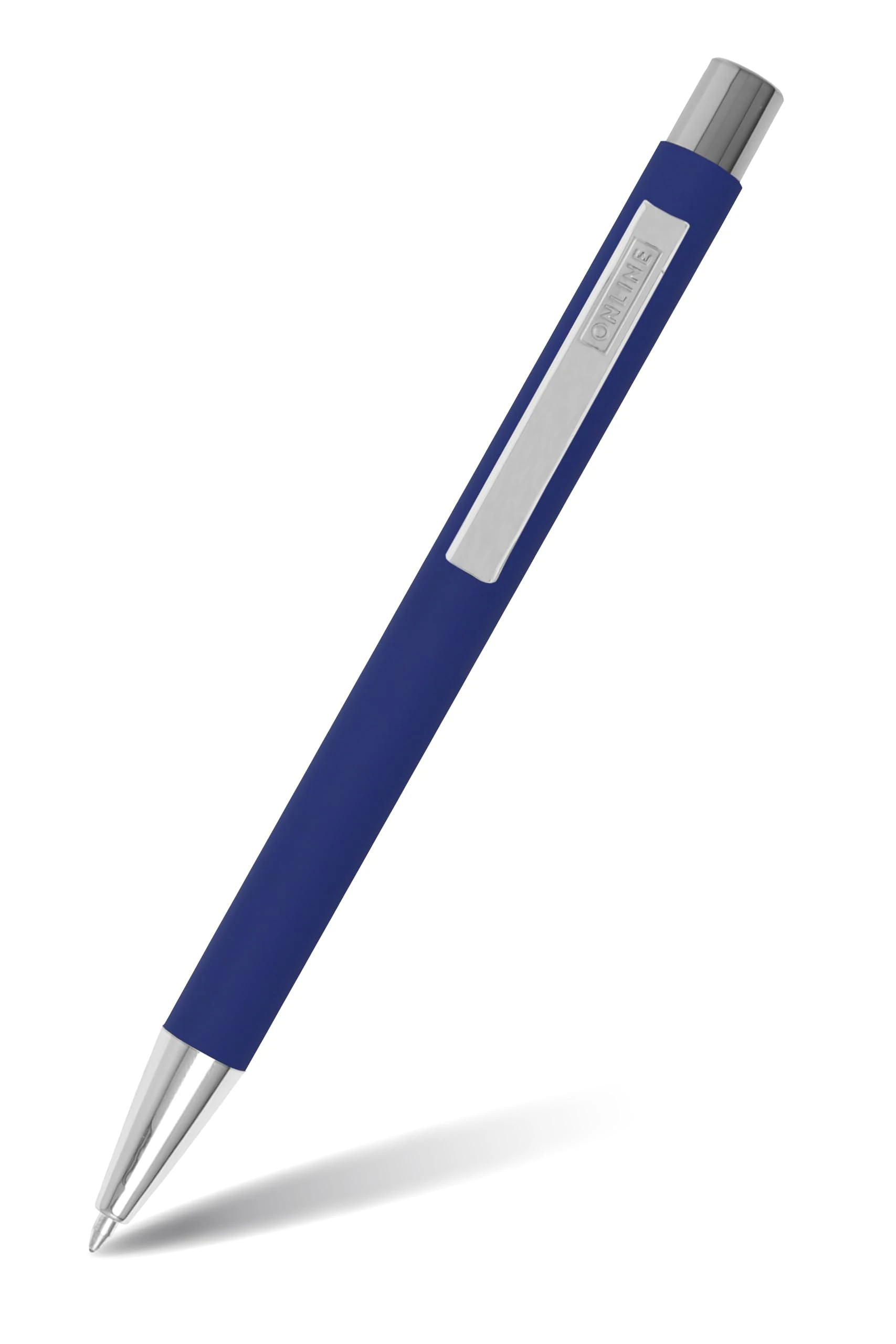 Online Soft Metal ballpoint pen, Classic Blue, retractable ball pen, aluminum, replaceable refill, soft touch feeling, premium writing experience with blue writing colour, durable design colour blue