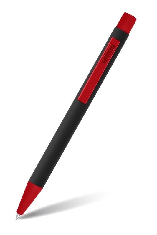 Online Soft Metal ballpoint pen, Black´n Red, retractable ball pen, aluminum, replaceable refill, soft touch feeling, premium writing experience with blue writing colour, durable design colour black