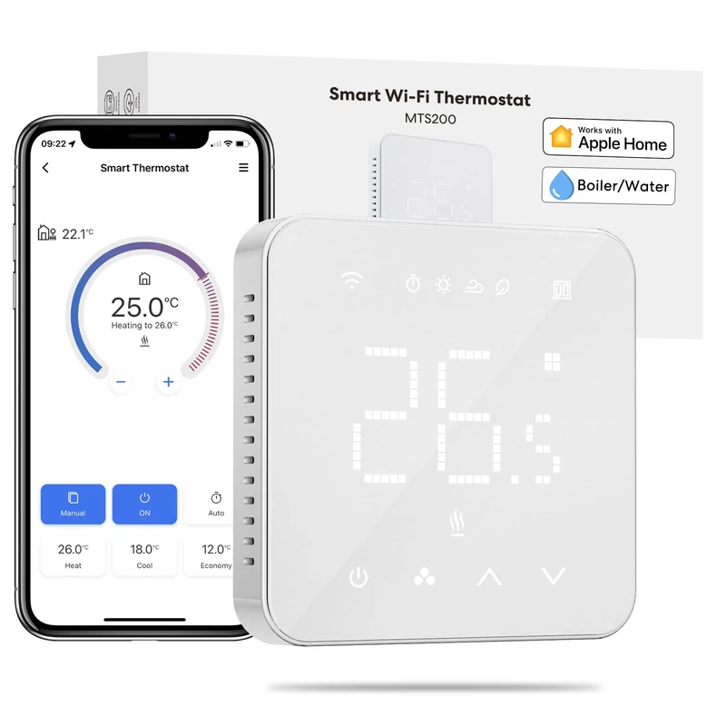 Meross Smart Thermostat Gas Boiler Wi-Fi Heating Room Heating/Cooling Smart Wall Thermostat for Siri, Google Voice Error, Remote Control