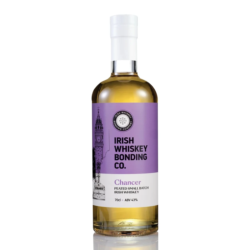 Chancer I Peated Irish Whiskey I Award Winning I Small Batch I Blended Whiskey I Blended in County Down I Sweet BBQ, Honey & Rich Fruit I 43% ABV I 70CL BOTTLE I Irish Whiskey Bonding Co