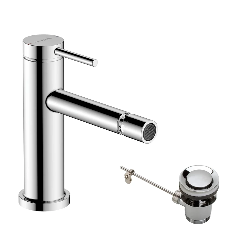 hansgrohe Tecturis S - Bidet tap with pop-up Waste Set, Bidet Mixer tap with spout Height 100mm, Bathroom taps, Chrome, 73201000