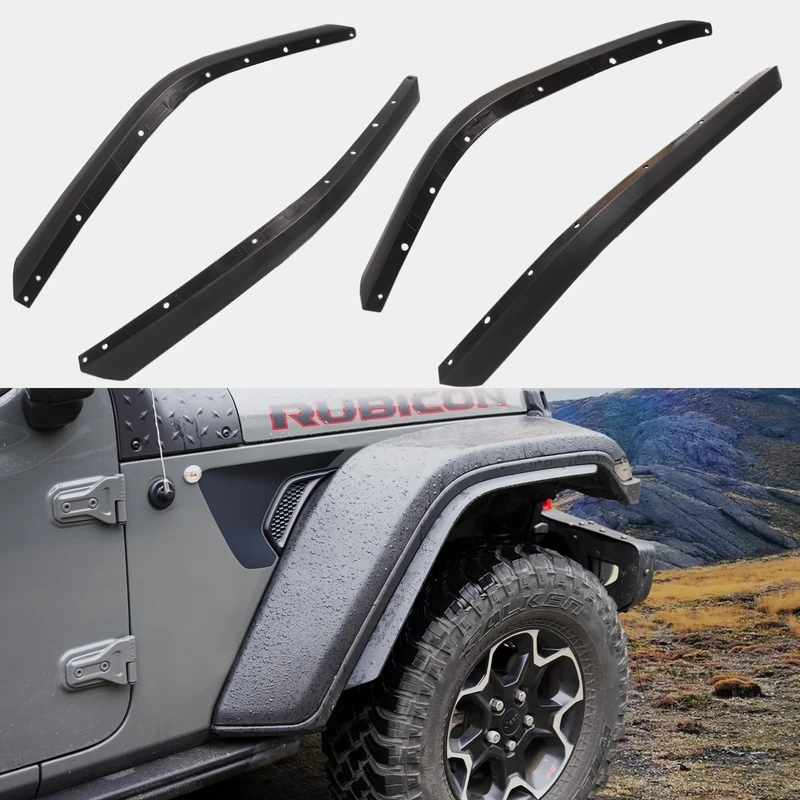 HAKA TOUGH Front & Rear Fender Flares Extensions Compatible with 2018-2023 Jeep Wrangler JL & JLU Unlimited Accessories, Only for High Clearance Fender Flares
