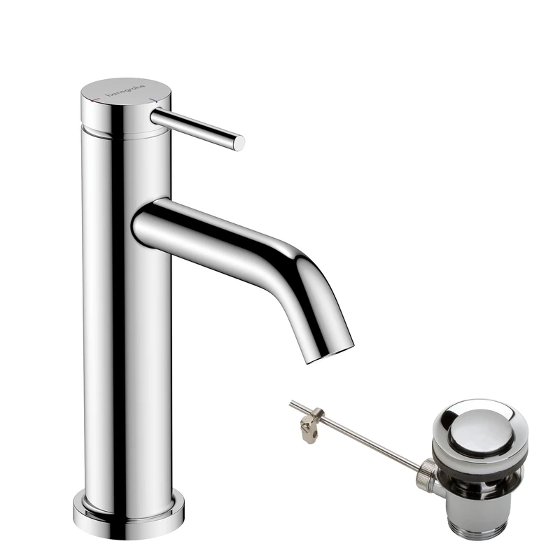 hansgrohe Tecturis S - Bathroom tap with pop-up Waste Set, Energy-Saving (CoolStart), Bathroom Sink Water tap with spout Height 110mm, Bathroom Mixer tap Water-Saving (EcoSmart+), Chrome, 73314000