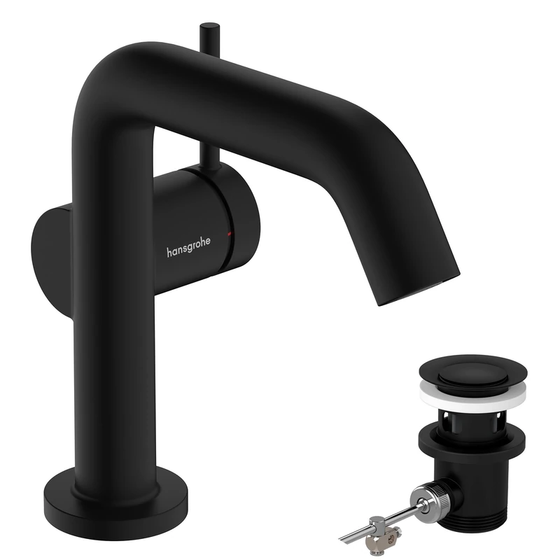 Hansgrohe 73323670 Tecturis S Single Lever Basin Mixer 110 Fine CoolStart EcoSmart+ with pop up-Waste Set, matt Black, spout Height 110mm