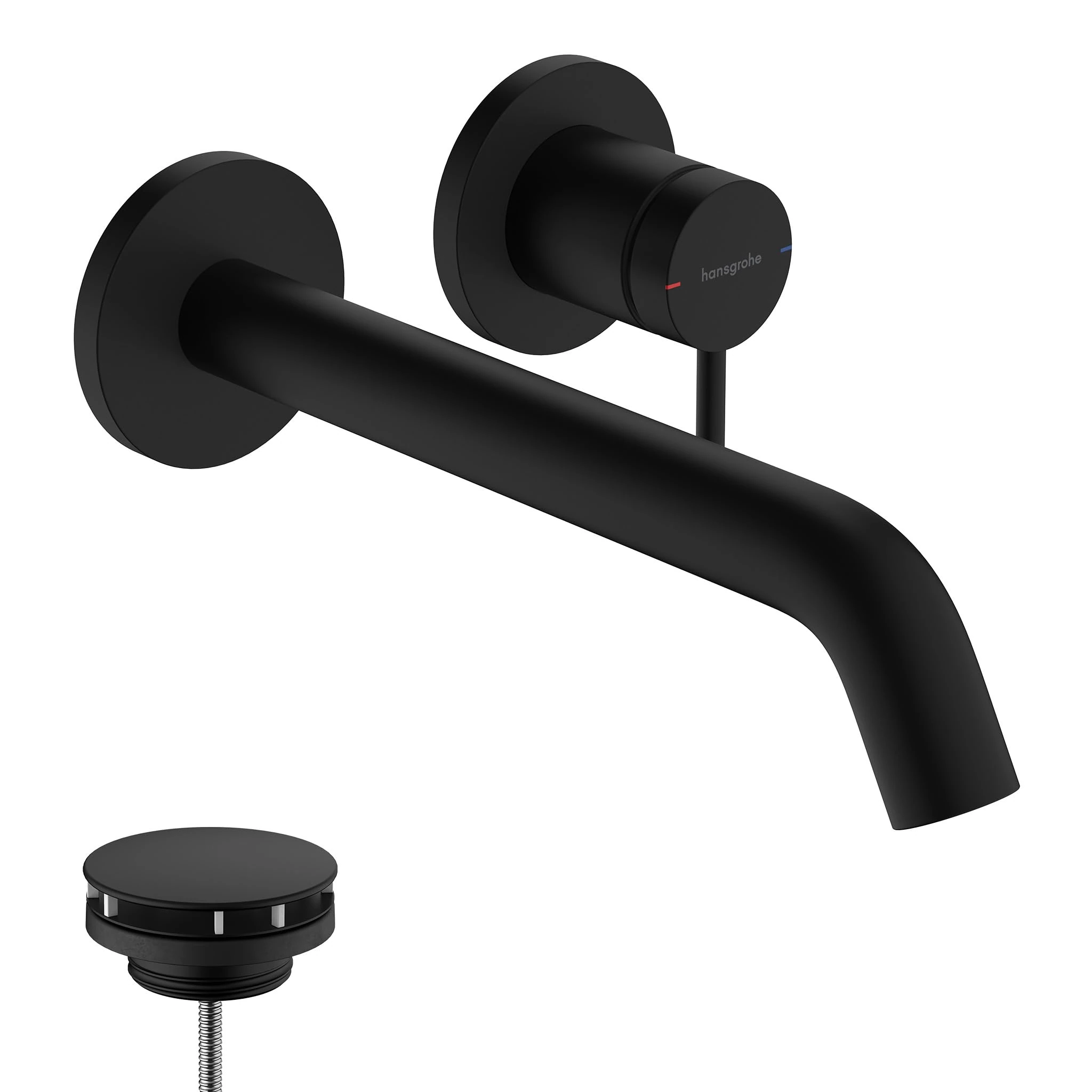 Hansgrohe 73351670 Tecturis S Single Lever Basin Mixer for Concealed Installation Wall-Mounted EcoSmart+ with spout 22,5 cm, matt Black, Discharge Length 22.5cm