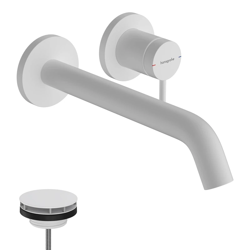 hansgrohe Tecturis S - Bathroom tap Wall-Mounted for Concealed Installation, Bathroom Sink Water tap with spout 22,5cm, Bathroom Mixer tap Water-Saving (EcoSmart+), matt White, 73351700