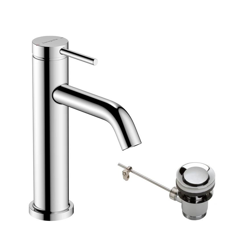hansgrohe Tecturis S - Bathroom tap with pop-up Waste Set, Bathroom Sink Water tap with spout Height 110mm, Bathroom Mixer tap Water-Saving (EcoSmart+), Chrome, 73310000