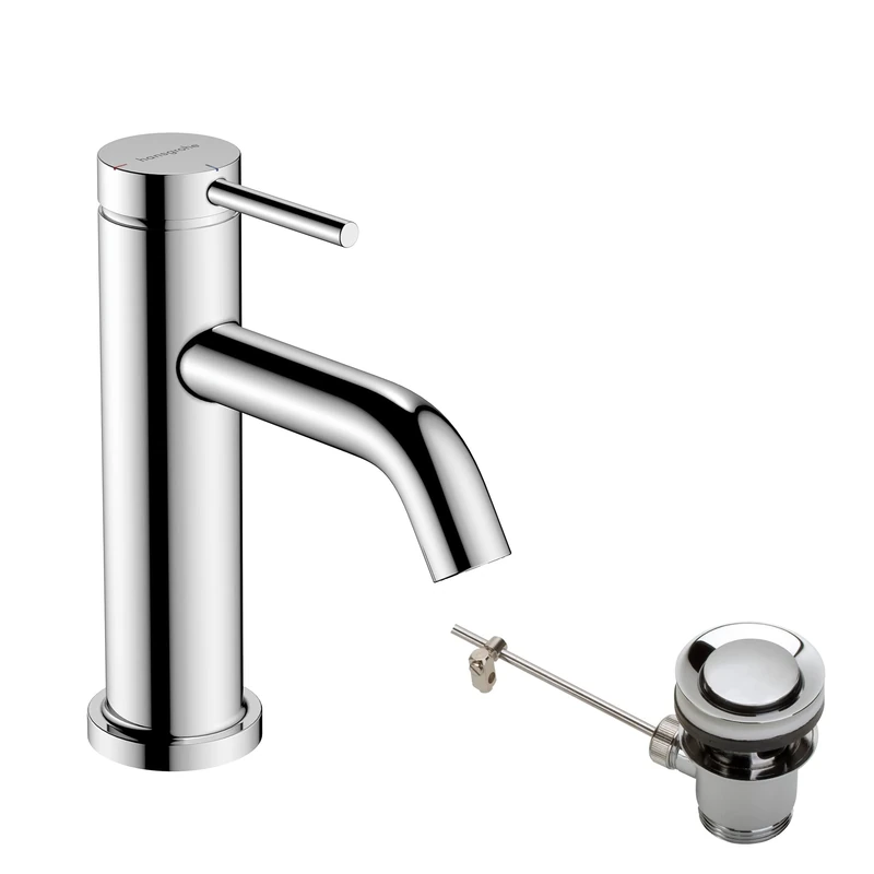 hansgrohe Tecturis S - Bathroom tap with pop-up Waste Set, Energy-Saving (CoolStart), Bathroom Sink Water tap with spout Height 80mm, Bathroom Mixer tap Water-Saving (EcoSmart+), Chrome, 73302000