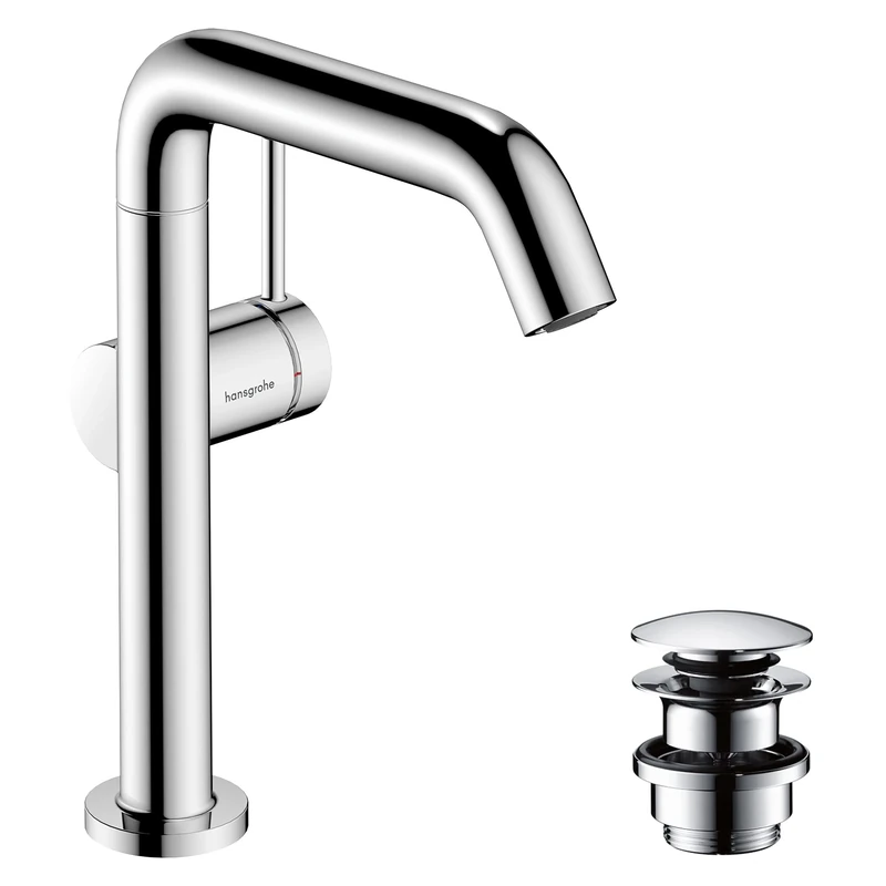 Hansgrohe 73360000 Tecturis S Single Lever Basin Mixer 210 Fine CoolStart EcoSmart Push-Open Waste Set, Chrome, spout Height 210mm / Swivel spout
