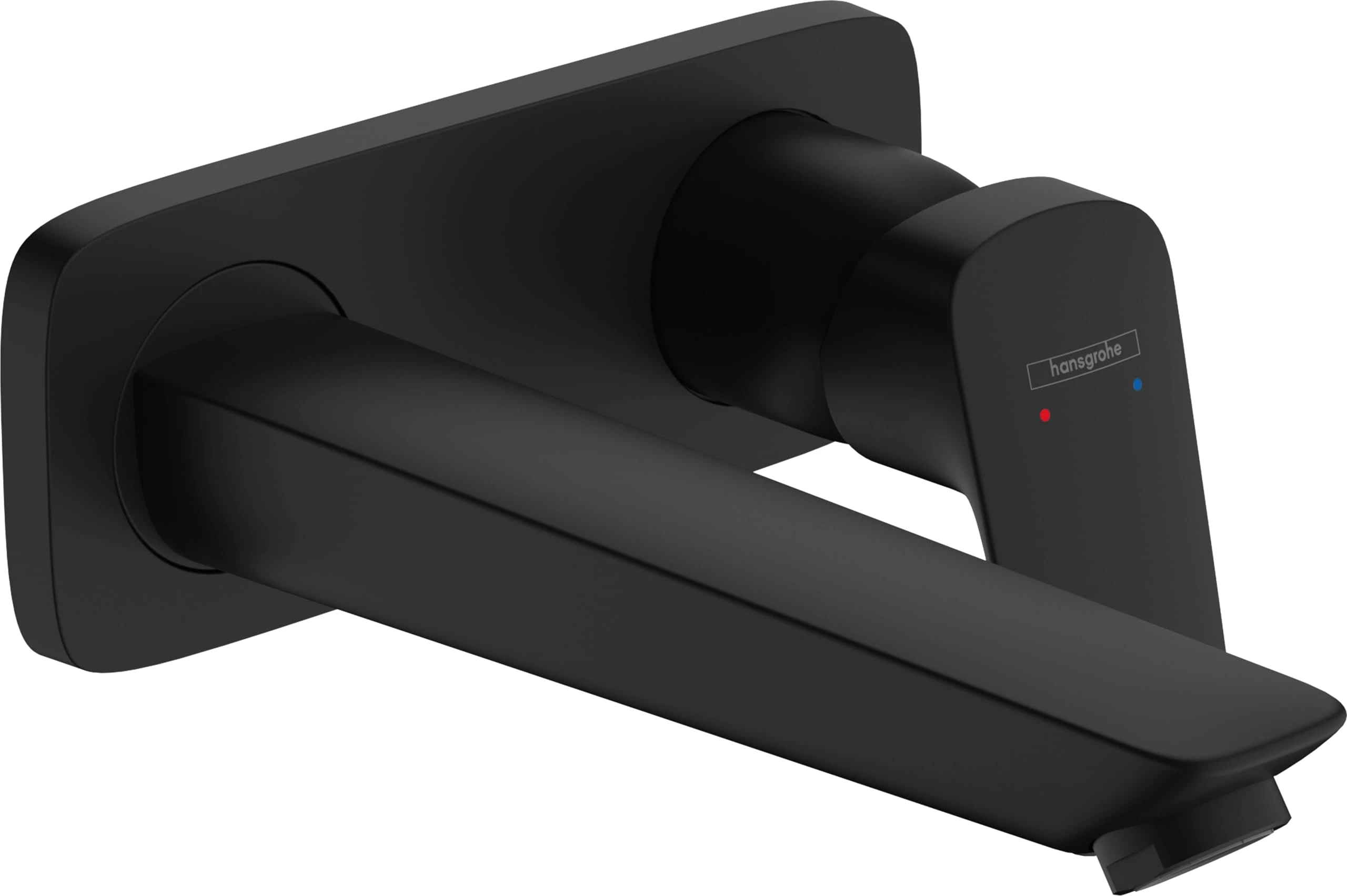 hansgrohe Logis - Bathroom tap Wall-Mounted for Concealed Installation, Bathroom Sink Water tap with spout 19,5cm, Bathroom Mixer tap Water-Saving (EcoSmart), matt Black, 71220670