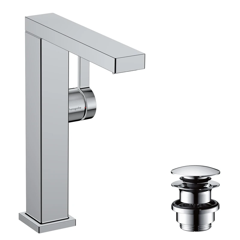 Hansgrohe 73060000 Tecturis E Single Lever Basin Mixer 210 Fine CoolStart EcoSmart Push-Open Waste Set, Chrome, spout Height 210mm / Swivel spout