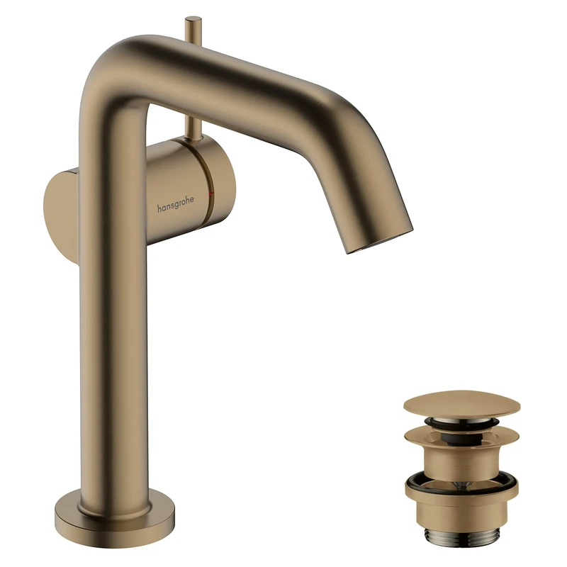 Hansgrohe 73340140 Tecturis S Single Lever Basin Mixer 150 Fine CoolStart EcoSmart+ with Push-Open Waste Set, Brushed Bronze, spout Height 150mm