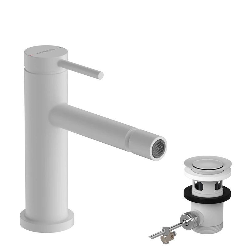Hansgrohe 73201700 Tecturis S Single Lever Bidet Mixer with pop-up Waste Set, matt White