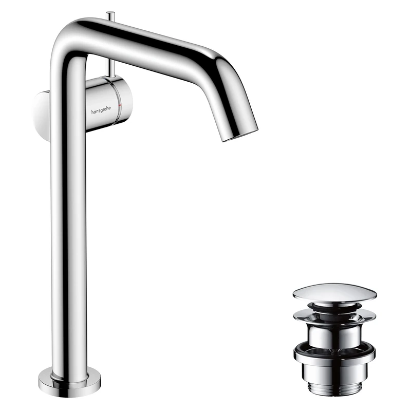 Hansgrohe 73370000 Tecturis S Single Lever Basin Mixer 240 Fine CoolStart EcoSmart+ for wash Bowls with Push-Open Waste Set, Chrome, spout Height 240mm