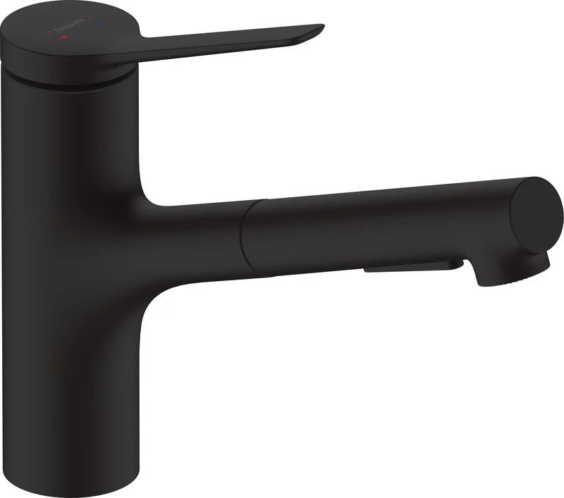 hansgrohe Zesis M33 - Kitchen tap with Metal Pull-Out Spray, with Hose Box (sBox), 2 Sprays, Kitchen Mixer Sink tap with spout Height 150mm, Kitchen tap Mixer with Swivel spout, matt Black, 74821670