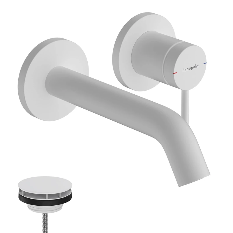 hansgrohe Tecturis S - Bathroom tap Wall-Mounted for Concealed Installation, Bathroom Sink Water tap with spout 16,5cm, Bathroom Mixer tap Water-Saving (EcoSmart+), matt White, 73350700