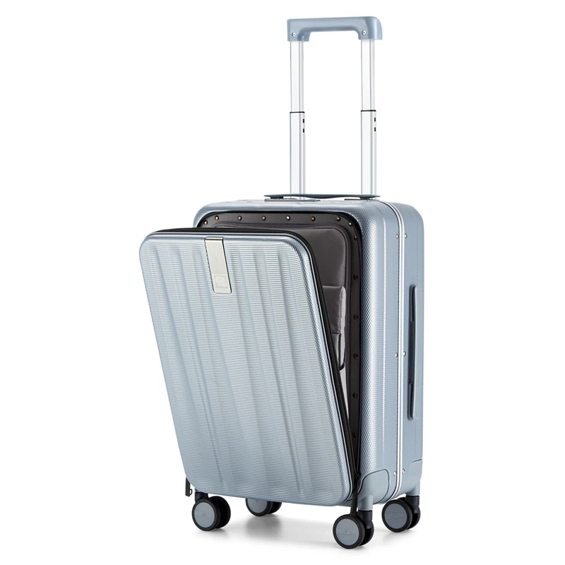 Hanke 16 20 24 26 Inch Carry On Suitcase PC Hardshell Luggage Top Open Aluminum Frame Rolling Suitcases with Wheels Travel Luggage for Womem Men, Grey(with Laptop Compartment), 20 inch, 20 Inch Carry