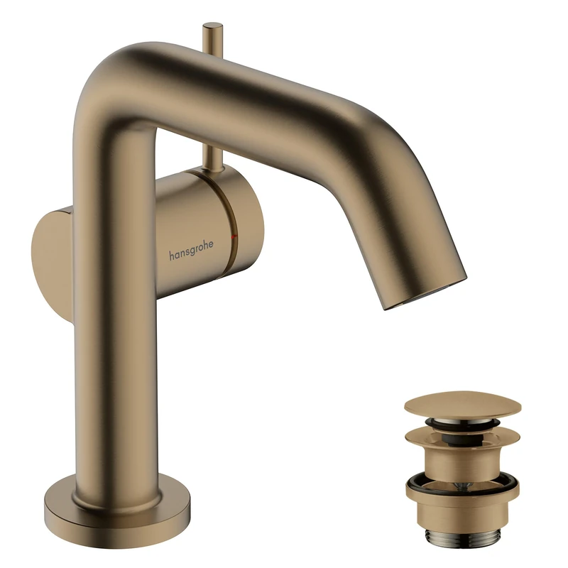 Hansgrohe 73320140 Tecturis S Single Lever Basin Mixer 110 Fine CoolStart EcoSmart+ with Push-Open Waste Set, Brushed Bronze, spout Height 110mm