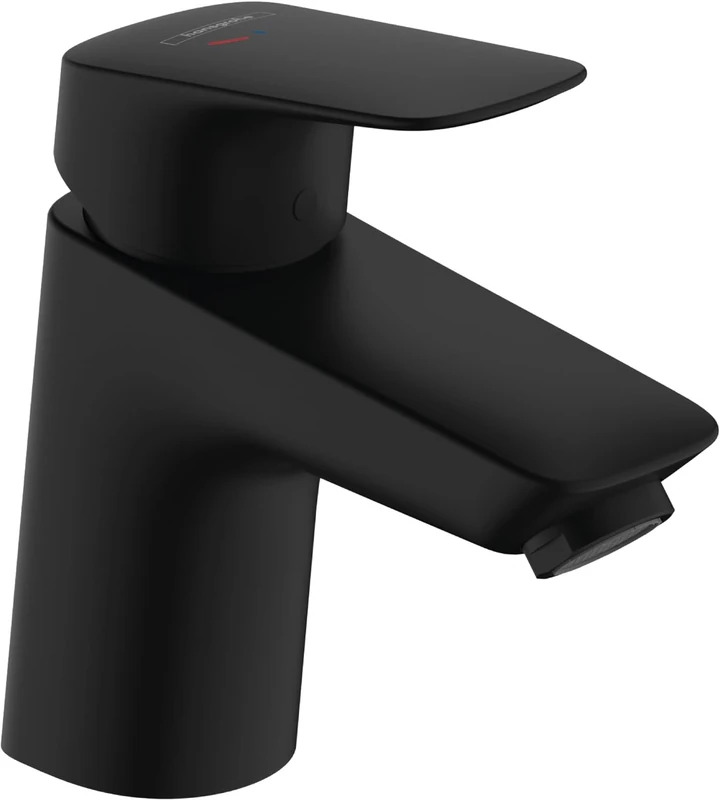 hansgrohe Logis - Bathroom tap with pop-up Waste Set, Energy-Saving (CoolStart), Bathroom Sink Water tap with spout Height 70mm, Bathroom Mixer tap Water-Saving (EcoSmart), matt Black, 71072670