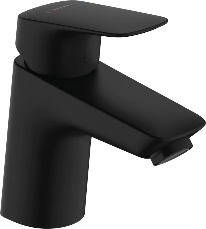 Hansgrohe 71077670 Logis Single Lever Basin Mixer 70 with Push-Open Waste Set, matt Black, spout Height 70mm