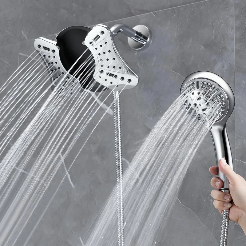 GRICH Shower Head with Handheld Spray Combo: 2 in 1 Rainfall Shower Heads high Pressure & Handheld Shower Head, 9 Spray Modes/Settings Detachable Shower Head with Hose cUPC and CEC Certification
