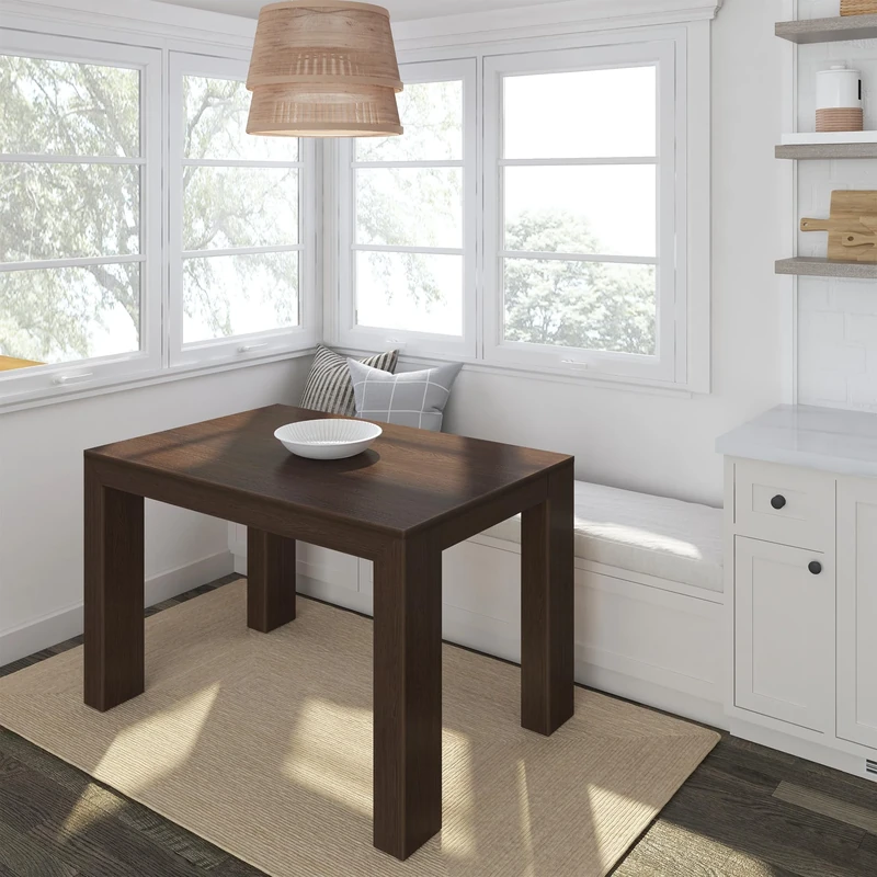 Maxwood Furniture 122Cm Dining Table, Solid Wood Modern Kitchen Table, Large Wooden Rectangular Dinner Table For Dining Room, Home Office, Living Room Furniture, Easy Assembly, Walnut Wirebrush