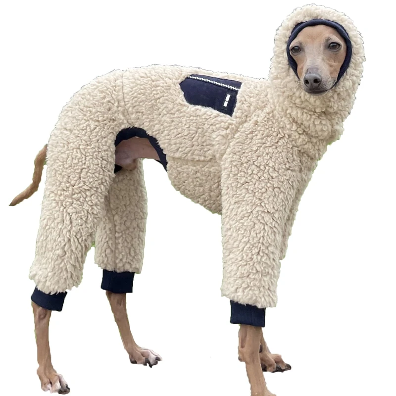 D Doggy Star Italian Greyhound Turtleneck Sweater Warm Fleece Lined Dog Coat Clothes (2XL, Navy Blue)