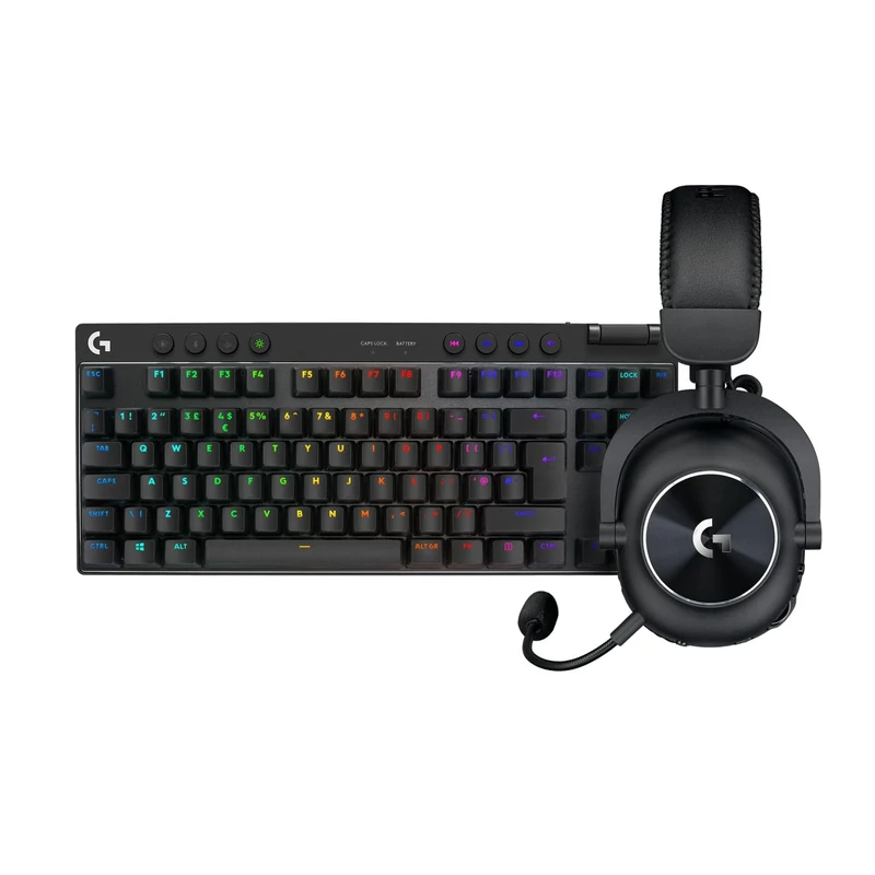 Logitech G PRO X TKL LIGHTSPEED Wireless Gaming Keyboard + PRO X 2 LIGHTSPEED Wireless Gaming Headset, Detachable Boom Mic, for PC, PS5, PS4, Nintendo Switch, QWERTY UK English Layout, Black