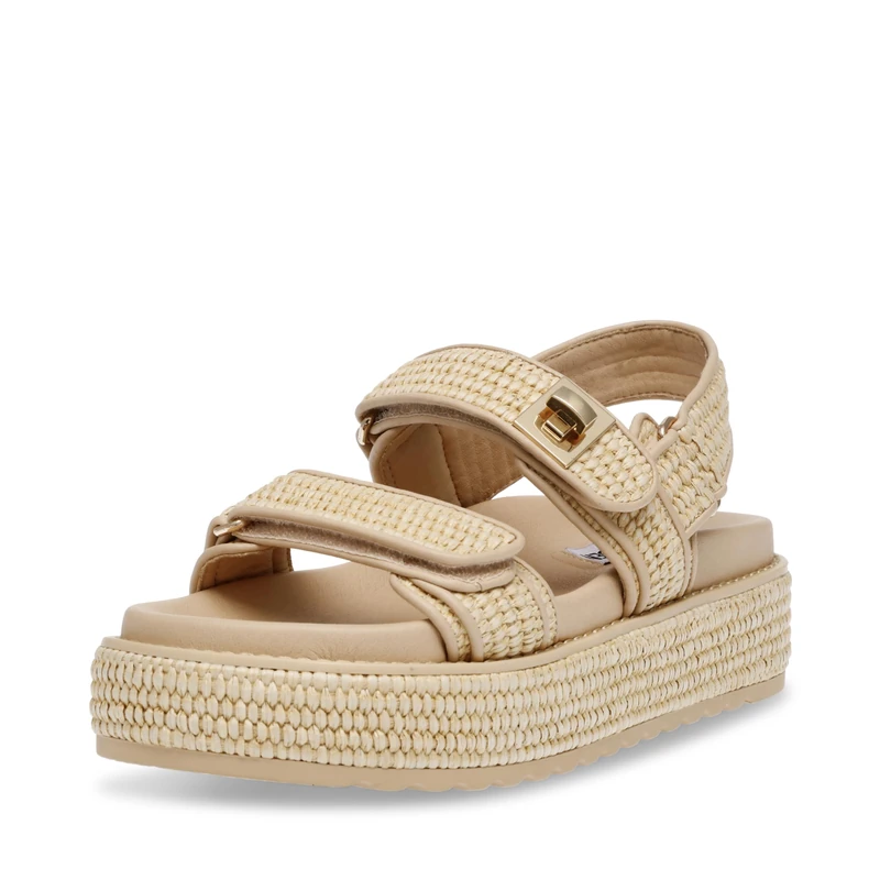 Steve Madden Women's Bigmona Sandal, Natural Raffia, 4 UK